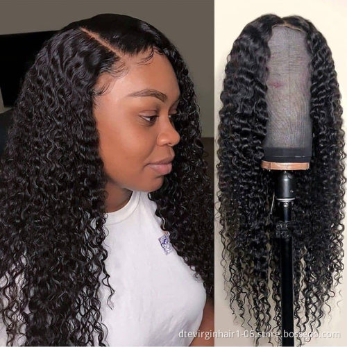 factory wholesale price water wave 13*4 lace frontal wig for black woman virgin brazilian human hair